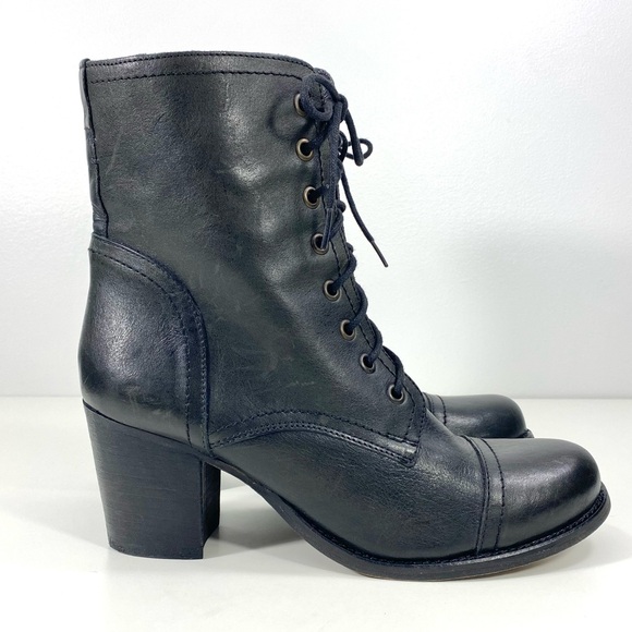 Steve Madden Graanie Black Leather Biker Moto Combat Victorian Ankle Boots 8.5 - Picture 11 of 11